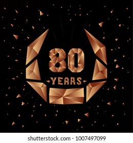80 years anniversary design template. Low poly design.
