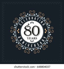 80 years anniversary design template. Vector and illustration. celebration anniversary logo. classic, vintage style