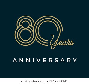 Ilustración vectorial de diseño de 80 años de aniversario. Plantilla única del diseño del logotipo de 80 años. En color dorado