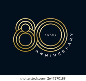 80 Years Anniversary design vector illustration. Unique 80 years logo design template. In gold color