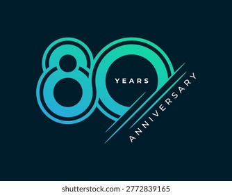 80 Years Anniversary design vector illustration. Unique 80 years logo design template. In modern color