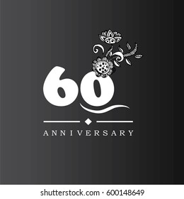 80 years anniversary with doodle flowers.vector illustration.eps10.