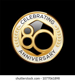 80 Years Anniversary emblem. Anniversary badge.  