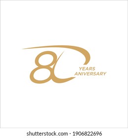 80 Years Anniversary for Flyer, Banner, Greeting Cards, or Print. Vector Template Eps 10