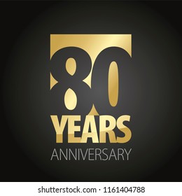 80 Years Anniversary gold black logo icon banner