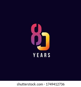80 Years Anniversary Gradient Number Vector Design