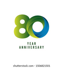 80 Years Anniversary Gradient Vector Template Design Illustration