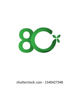 80 Years Anniversary Green Leave Vector Template Design Illustration