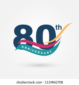 80 Years Anniversary Icon Template, Anniversary lettering with abstract wave. Vector EPS 10