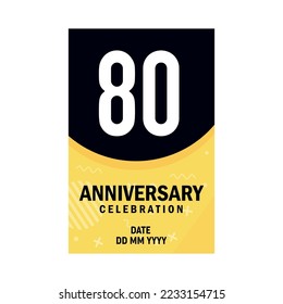 80 years anniversary invitation card  design, modern design elements, white background vector design