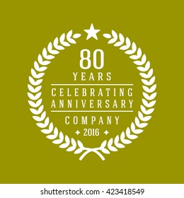 80 years Anniversary Label, Sticker or Badge on Background. Vector - illustration