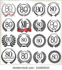 80 years anniversary laurel wreath, set