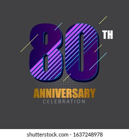 80 years anniversary line style logo template . Poster template for Celebrating 80th event.