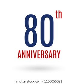 80 years anniversary logo. 80th anniversary celebration icon. Birthday, invitation, wedding, jubilee, company and business card design elements. Vector illustration.