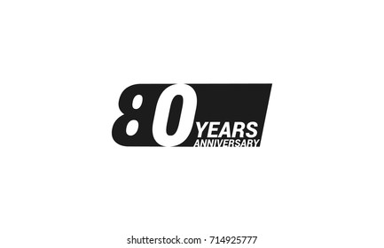 80 Years  Anniversary  Logo Celebration with negative space design. Isolated on White Background