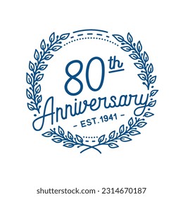 80 years anniversary logo collection. 80th years anniversary celebration hand drawn logotype. Vector and illustration