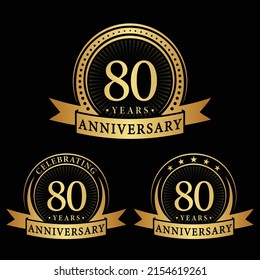 80 years anniversary logo collections. Set of 80th Anniversary logotype template. Vector and illustration.