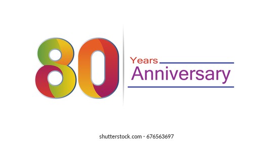 80 years Anniversary logo with colorful design, template elements for invitation card and poster your birthday celebration isolated in white background.