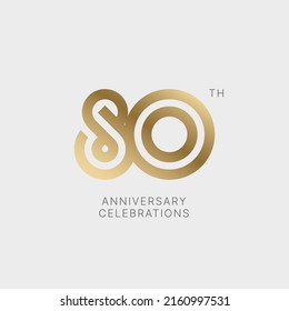 Diseño del logo de 80 años sobre fondo blanco para la celebración. Emblema del 80 aniversario.