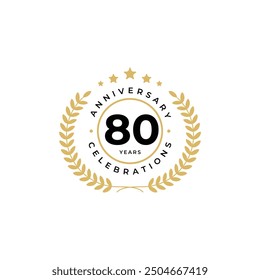 80 years Anniversary logo design concept. Birthday celebrations template.