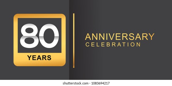 80 years anniversary logo framed with golden square isolated on black background simple and modern design for anniversary celebration.
