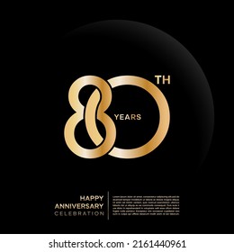 80 years anniversary logo with golden color for booklet, leaflet, magazine, brochure poster, banner, web, invitation or greeting card. Vector illustrations.