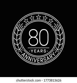 Plantilla de logotipo de 80 años. 80.ª línea vectorial e ilustración.
