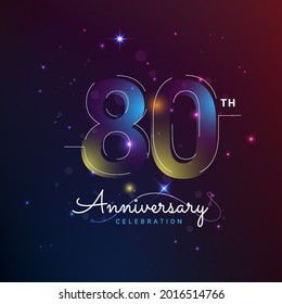 patrón de logotipo de 80 años estilo moderno de luz. Plantilla de afiches para la celebración del sexto evento. Diseño para banner, revista, folleto, web, invitación o tarjeta de saludo. Ilustración del vector