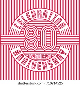 80 years anniversary logo. Vector and illustration. Line art anniversary design template.