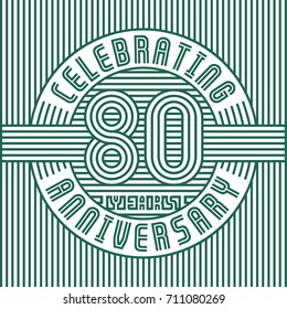 80 years anniversary logo. Vector and illustration. Line art anniversary design template.