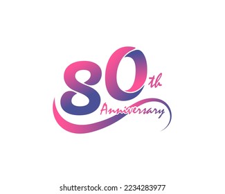 80 years anniversary logotype. 80th Anniversary template design for Creative poster, flyer, leaflet, invitation card
