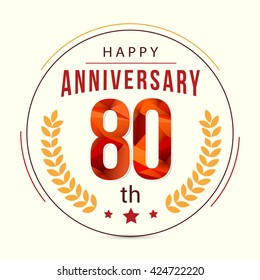 80 Years Anniversary with Low Poly Design and Laurel Ornaments