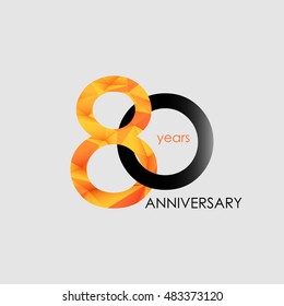 80 Years Anniversary with Low Poly Design, colored with geometric style