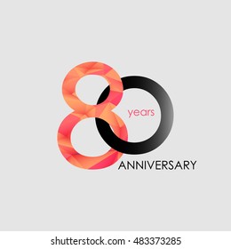 80 Years Anniversary with Low Poly Design, colored with geometric style