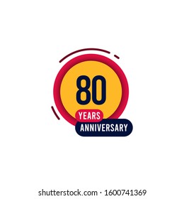 80 Years Anniversary orange yellow Vector Template Design Illustration