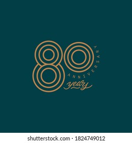 80 Years Anniversary Pictogram Vector Icon, 80th Year Birthday Logo Label.