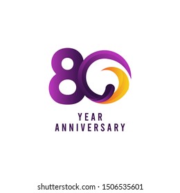 80 Years Anniversary Purple Vector Template Design Illustration