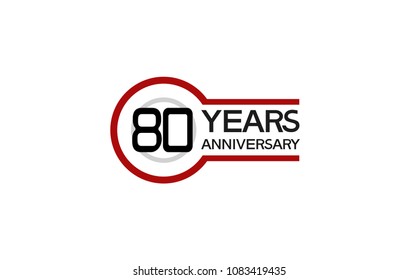 80 years anniversary red and gray color with circle isolated on red background for celebration event isolated on white background