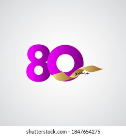 80 Years Anniversary Ribbon Celebration Vector Template Design Illustration