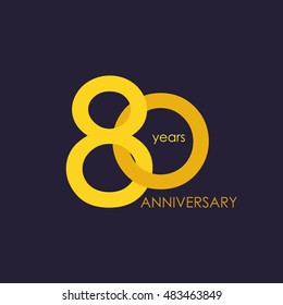 80 years anniversary, signs, symbols, which is yellow with flat design style