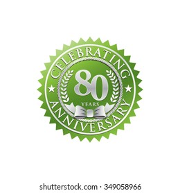 80 years anniversary silver green badge logo