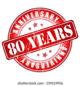 80 years anniversary stamp.  Vector illustration.