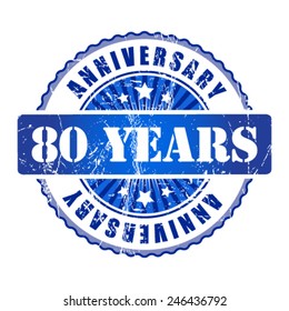 80  Years anniversary stamp.  Vector illustration.