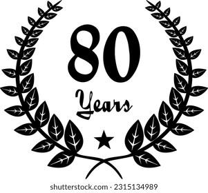 80 Years Anniversary stilyzed Laurel, black and white