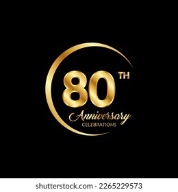 80 years anniversary. Anniversary template design concept with golden number , design for event, invitation card, greeting card, banner, poster, flyer, book cover and print. Vector Eps10