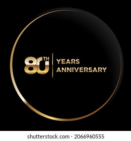 80 años de aniversario, diseño vectorial para la celebración del aniversario con color dorado sobre fondo negro, diseño simple y de lujo. plantilla de vector de logotipo