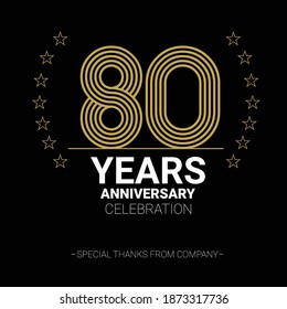 Icono vectorial de 80 años, logotipo. Elemento de diseño gráfico con número y composición de texto para el 80º aniversario.