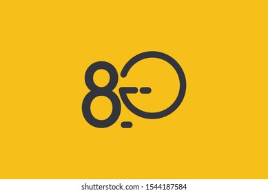 80 years anniversary vector template. Design for celebration, greeting cards or print.