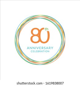 80 years anniversary vector template. Design for celebration, greeting cards or print.