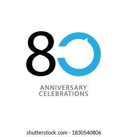 80 Jahre Jubiläum Vektorvorlage.